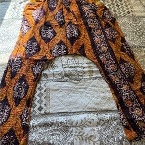Boho Printed Harem Pants in Mustard and Deep Plum